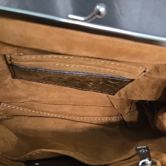 Patricia Nash Brown and Blue Embossed Floral Clutch - Picture 7 of 9